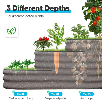 Galvanized 3-Tier Raised Garden Bed Kit  Durable Metal Planter, 43 Inches