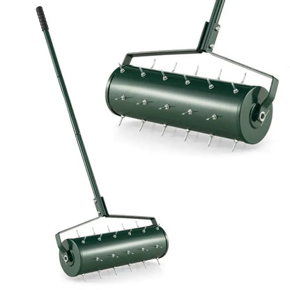 Weighted Rolling Lawn Aerator for Soil Aeration and Seeding
