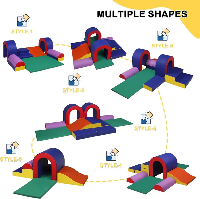 TODEFULL 10-Piece Soft Foam Climbing Set  Safe, Lightweight Toddler and Preschool Play Blocks