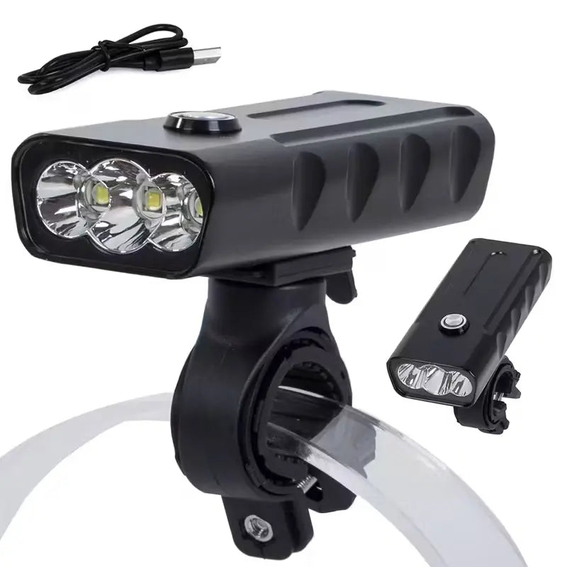 Powerful 5000-Lumen Rechargeable Bike Headlight with Three Illumination Modes
