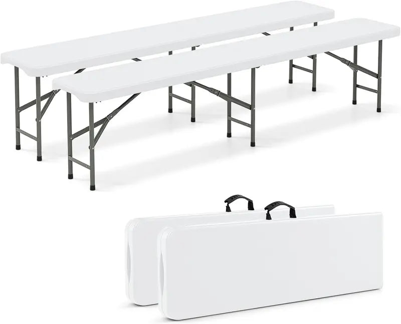6-Foot Heavy-Duty Plastic Folding Bench  1320 lb Weight Capacity, Lightweight Portable Design