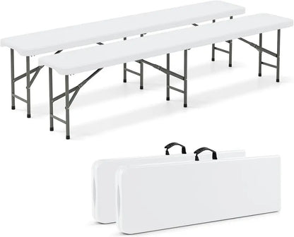6-Foot Heavy-Duty Plastic Folding Bench  1320 lb Weight Capacity, Lightweight Portable Design