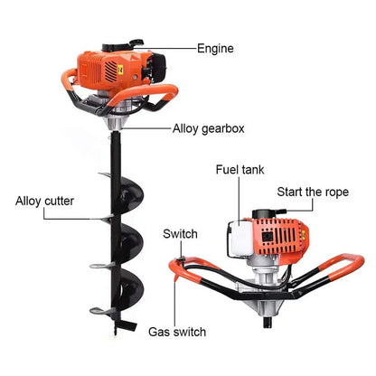 PRIJESSE Gas-Powered Post Hole Digger  Dual-Mode Earth Auger Drill System