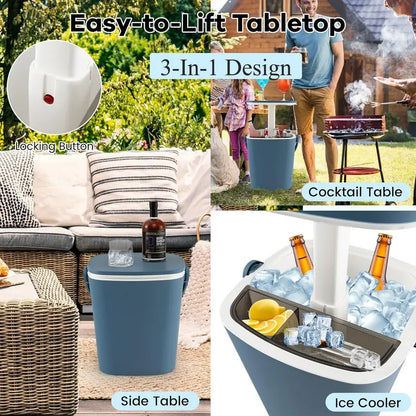 All-Weather Cooler Table  Portable 4-Gallon Beverage Chiller with Integrated Handle