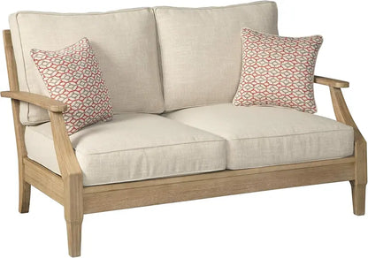 Coastal-Inspired Outdoor Eucalyptus Terrace Sofa Set