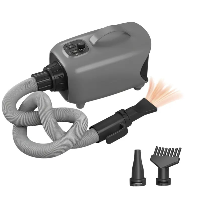 High-Airflow Pet Hair Dryer with 3 Interchangeable Nozzles and Heat Control