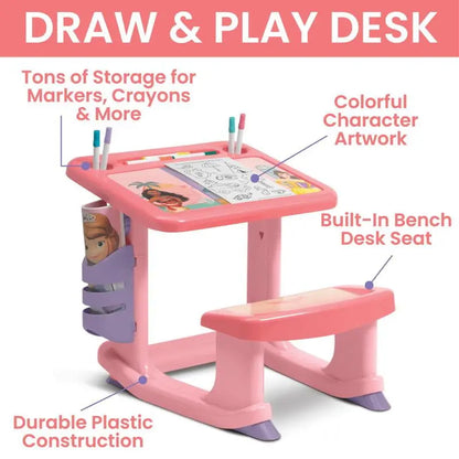 Delta Children Disney Princess 3-Piece Toddler Room Set  Pink Desk, Art Station & Toy Box