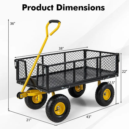 Heavy-Duty Utility Garden Wagon  900 lb Capacity Outdoor Cart with 4 Removable Side Panels (43″ × 21″ × 36″)