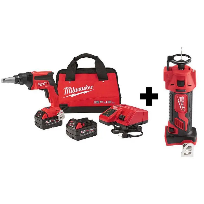 M18 FUEL 18V Lithium-Ion Cordless Drywall Screw Gun Kit + M18 Cut Out Tool