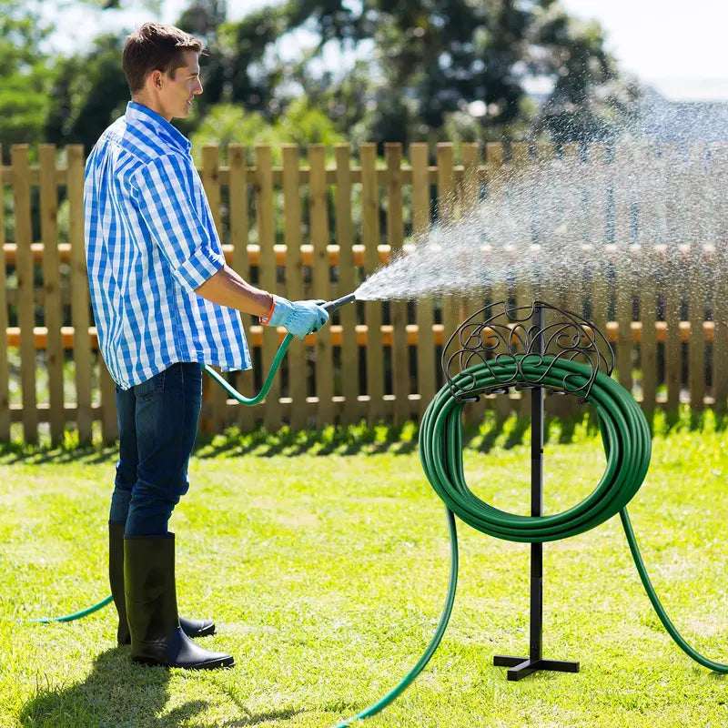 Detachable Metal Garden Hose Holder with Triple Anchor Points