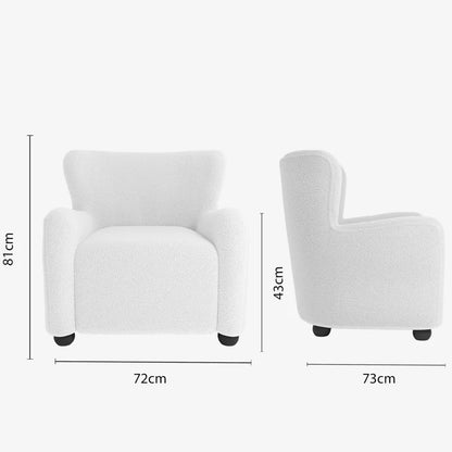Fauteuil blanc effet laine boucl e