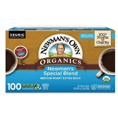 Newman’s Own Organics Special Blend Coffee K-Cup Pods, 100 ct, USDA Organic, Fair Trade Certified