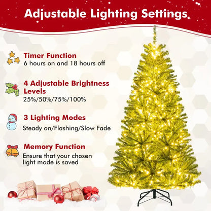 6-, 7-, or 8-Foot Remote-Controlled Pre-Lit Christmas Tree with Warm White LEDs