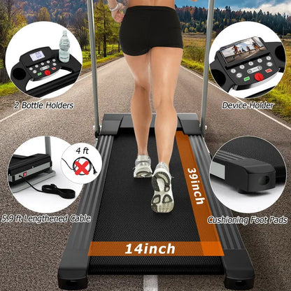 LED-Display Folding Treadmill  Home Running Machine with Phone Holder & Smooth Fold Design