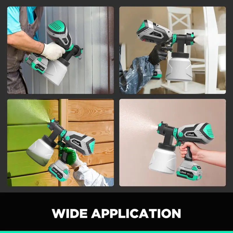 Litheli 20V Cordless Paint Sprayer Gun with 4.0 Ah Battery   Charger