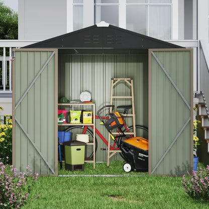Devoko 5′ x 3′ Corrosion-Resistant Garden Shed  Lockable Steel Outdoor Storage House with Single Secure Door