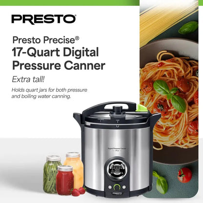 Presto Precise 17-Quart Stainless Steel Electric Pressure Canner  Energy-Efficient & Safe
