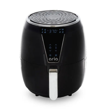 ARIA 5Qt Teflon-Free Premium Ceramic Air Fryer with 2-Tier Stainless Steel Rack Baking Pan Skewers and Extended Recipe Book CFA-897