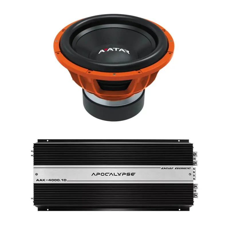 Deaf Bonce STU-1546-D2 15-Inch Dual 2-Ohm Subwoofer with Matching Monoblock Amplifier Package