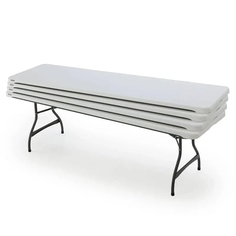 Lifetime Commercial-Grade Stacking Folding Tables  4-Pack, 8-Foot White Tables (Model 80344)