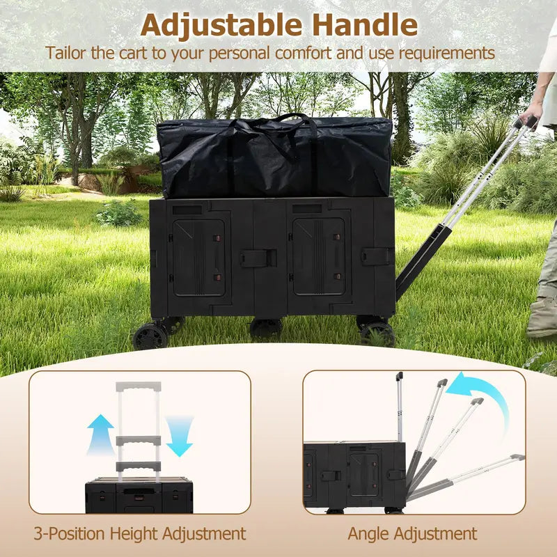 Collapsible Rolling Trolley Cart for Groceries, Camping, and Travel Use
