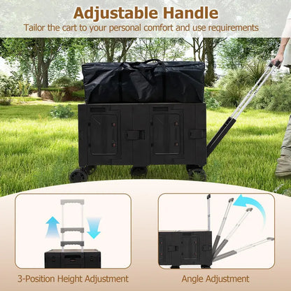 Collapsible Rolling Trolley Cart for Groceries, Camping, and Travel Use