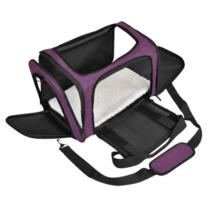 Collapsible Pet Carrier with Breathable Mesh Panels and Two Size Options