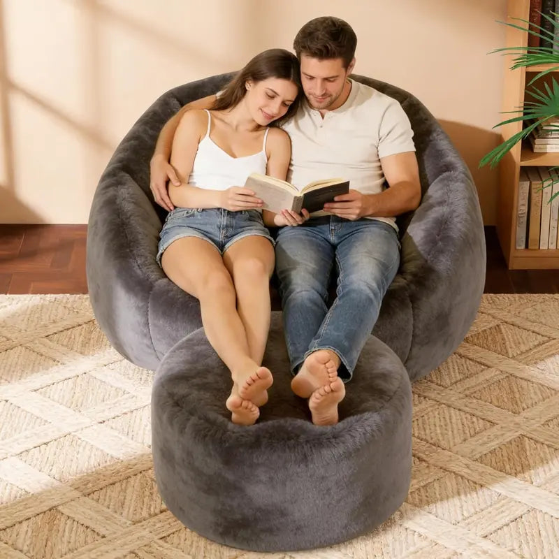 Comfy Oversized Bean Bag Chair  Giant Loveseat-Style Floor Seating for Adults & Kids