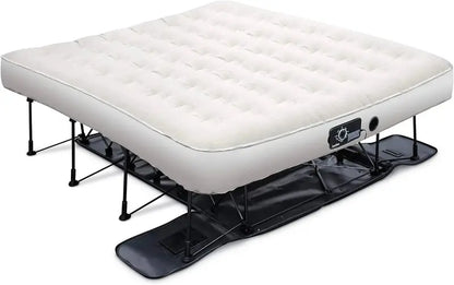 EZ-Bed King Air Mattress with Integrated Steel Frame & Rolling Case  Auto-Shutoff Pump, Self-Inflating Guest Bed for Travel and Camping