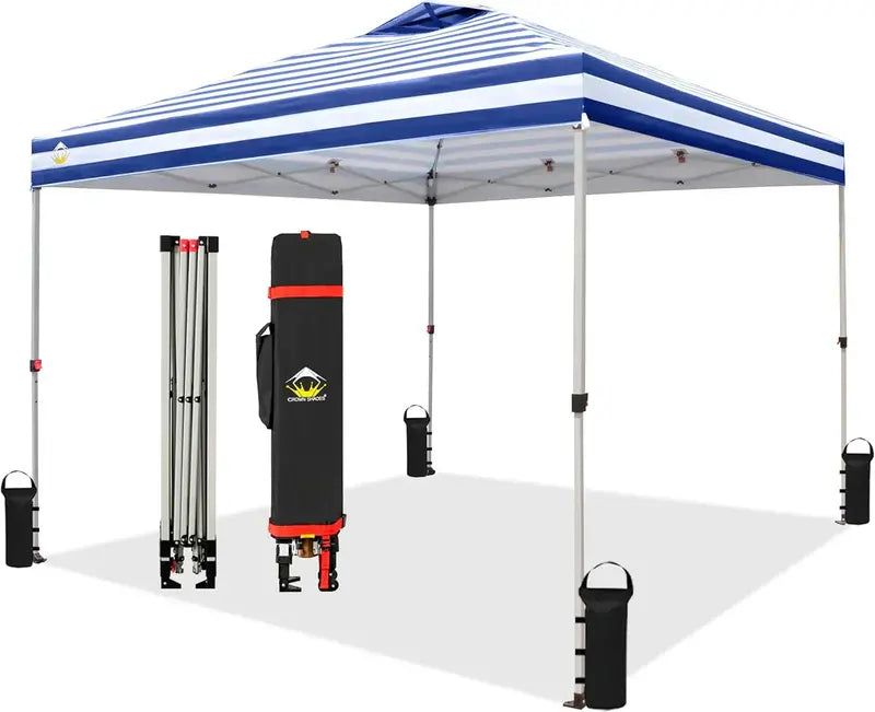 10×10 One-Click Pop-Up Awning  Silver-Coated Sunshade Canopy for Beach, Picnic & Outdoor Events