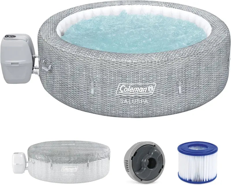 Coleman Sicily AirJet Inflatable Hot Tub — Round 57 Person Portable Outdoor Spa with Jetted Bubble System