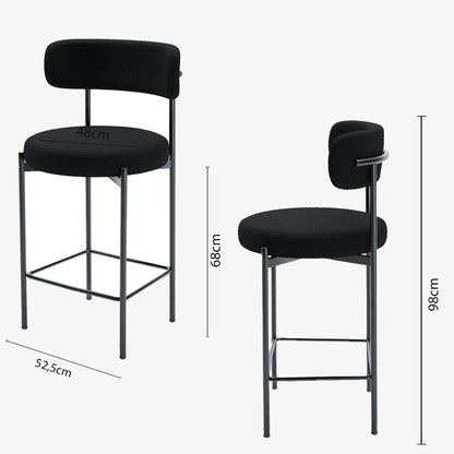Lot de 2 tabourets de bar bouclette gris anthracite Agathe