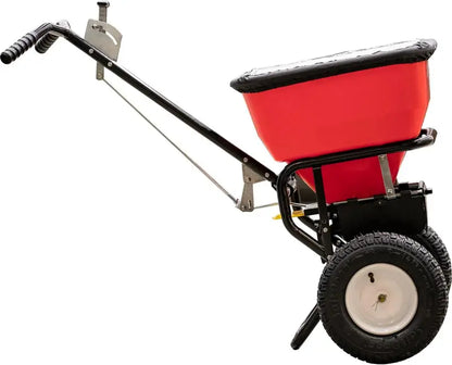 Adjustable Walk-Behind Broadcast Spreader  100-Lb Capacity for Seed, Fertilizer, Salt, and Ice Melter