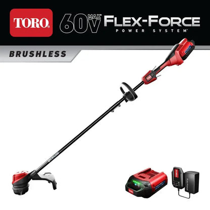 Toro 60V Max Lithium-Ion Brushless Cordless 15 in. / 13 in. String Trimmer  2.0 Ah Battery and Charger Included 51831