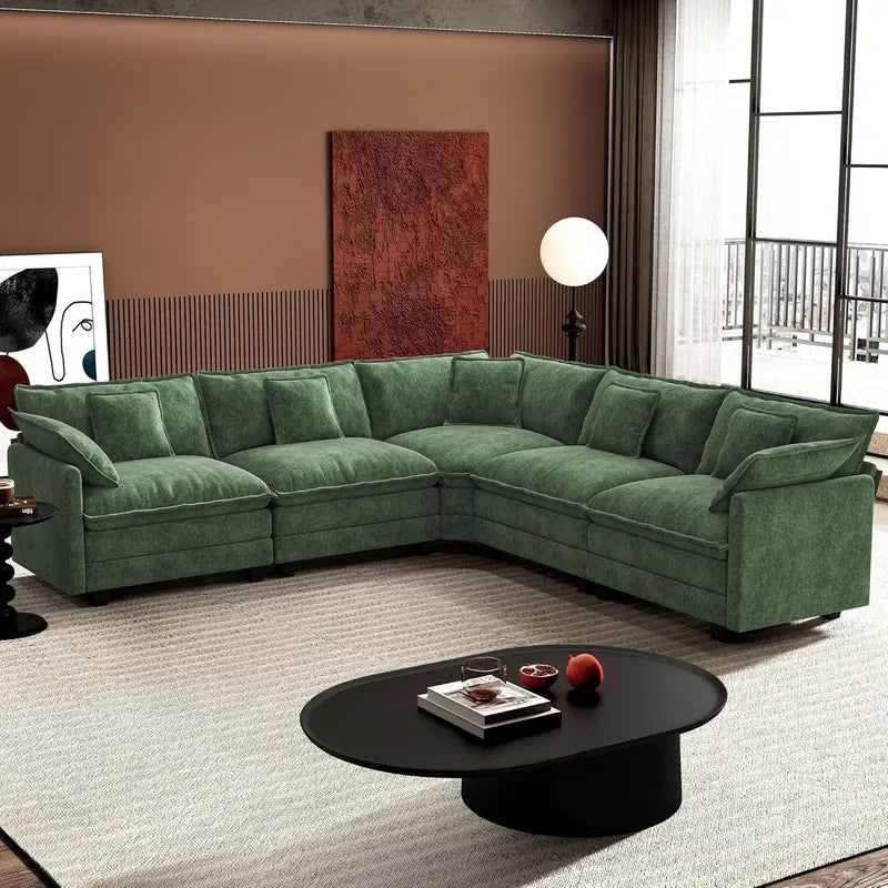 ihanherry 146-Inch Modern U-Shaped Modular Cloud Sofa  Customizable Layout