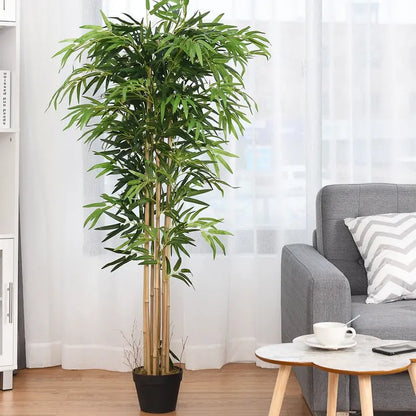 Artificial Bamboo Tree  Lifelike Fake Greenery in Nursery Pot for Indoor Decor