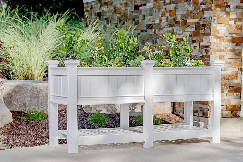 Cambridge Vinyl Raised Garden Planter  68.5″ W × 24″ L with Optional Extension Kit