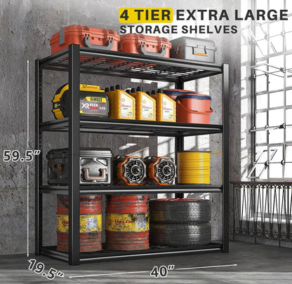 REIBII Heavy Duty Metal Garage Shelving 40¡å Wide, 2240 LBS Capacity, Adjustable Storage Shelves for Home &amp; Commercial Use