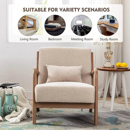 Bonzy Home Mid Century Modern Accent Chair with Solid Wood Frame