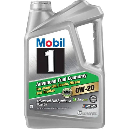 Mobil 1 Advanced Fuel Economy Synthetic Motor Oil  0W-20, 5-Quart Jug