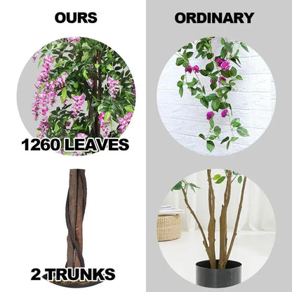6-Foot Fake Wisteria Tree  Realistic Artificial Greenery in Nursery Pot for Home Decor