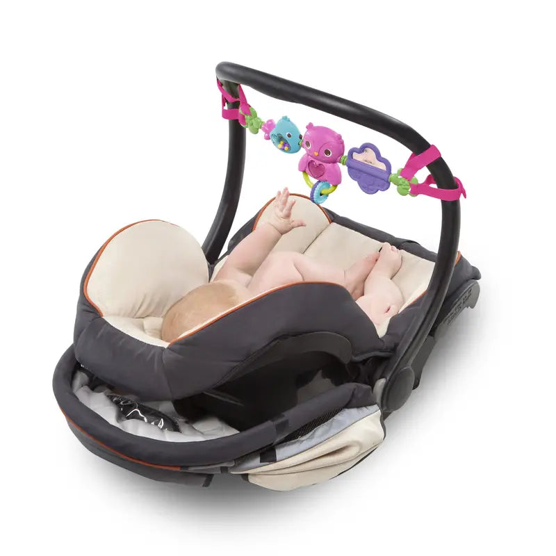 Bright Starts Busy Birdies Carrier Toy Bar Musical Take-Along Toy with Lights, Ages Newborn +