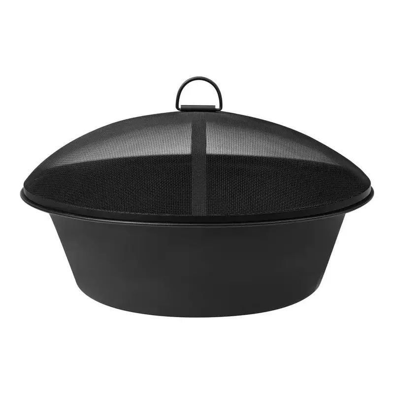 Hampton Bay 22″ Steel Fire Pit Insert Set, 3-Piece, Black, Fits Wood Burning Pits