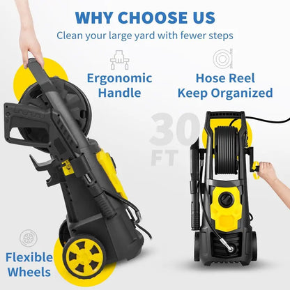 2000 PSI Electric Pressure Washer: Compact Design with 5 Quick-Connect Nozzles