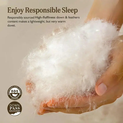 Organic Down Duvet  Queen Size, 100% Cotton Cover, Hypoallergenic & Cloud-Like Fill