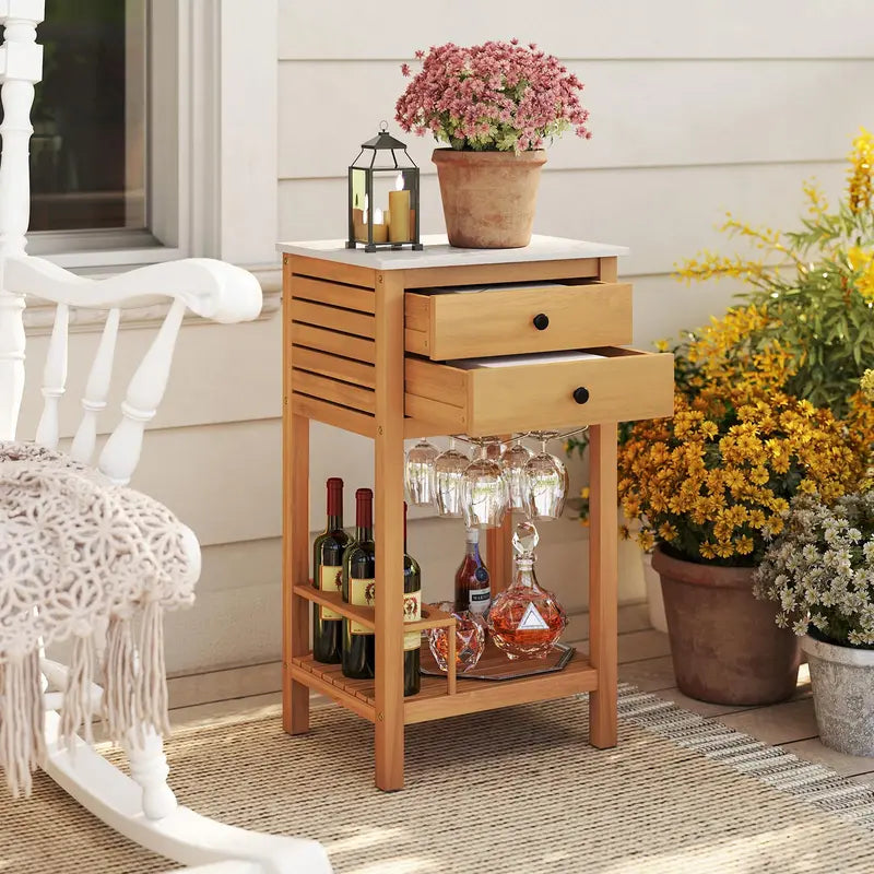 Backyard Bar Buffet Sideboard  Weather-Resistant Outdoor Serving Cabinet for Deck or Garden