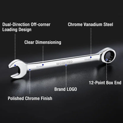 WORKPRO 7-Piece Ratcheting Combination Wrench Set  Compact & Durable