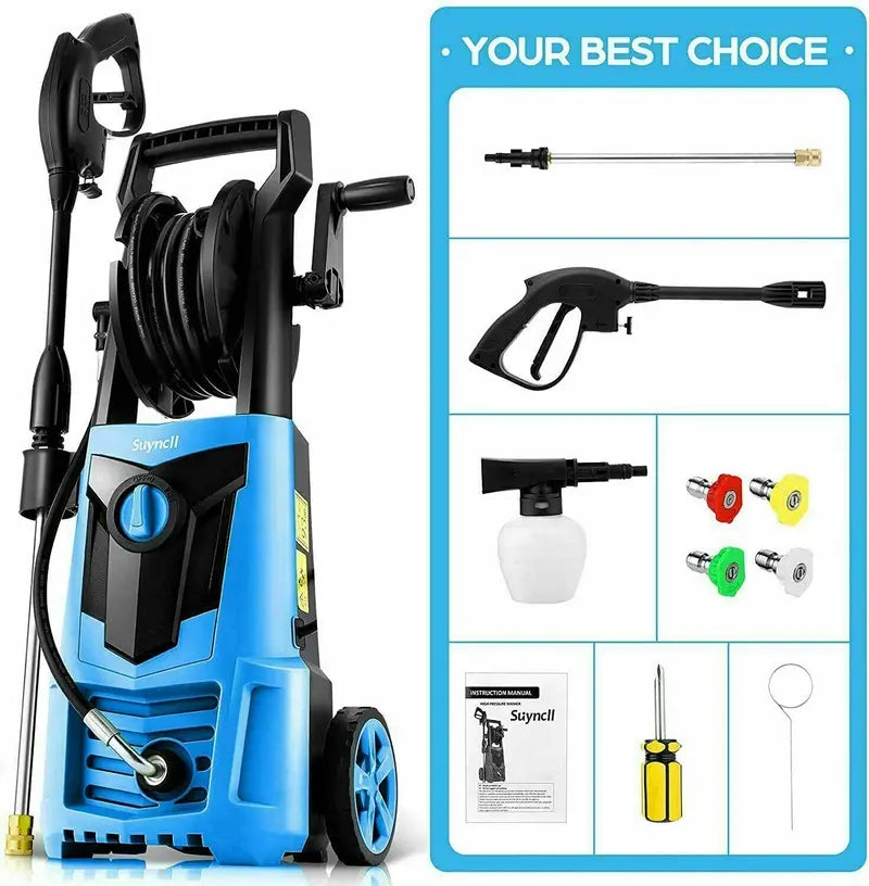Suyncll 3000 PSI Electric Pressure Washer  2.4 GPM Heavy-Duty Cleaning System