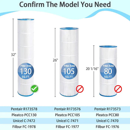 Pentair Clean & Clear Plus 520 Pool Filter Cartridge Replacement, 520 sq.ft, Compatible with Pleatco PCC130, Unicel C-7472, Filbur FC-1978