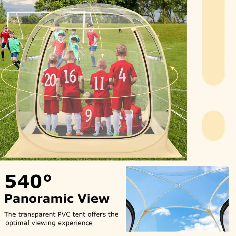 All-in-One Pop-Up Sports Tent  4.2 ft x 4.2 ft Weatherproof Pod with Stakes, Sandbag, Floor Mat & Wind Rope